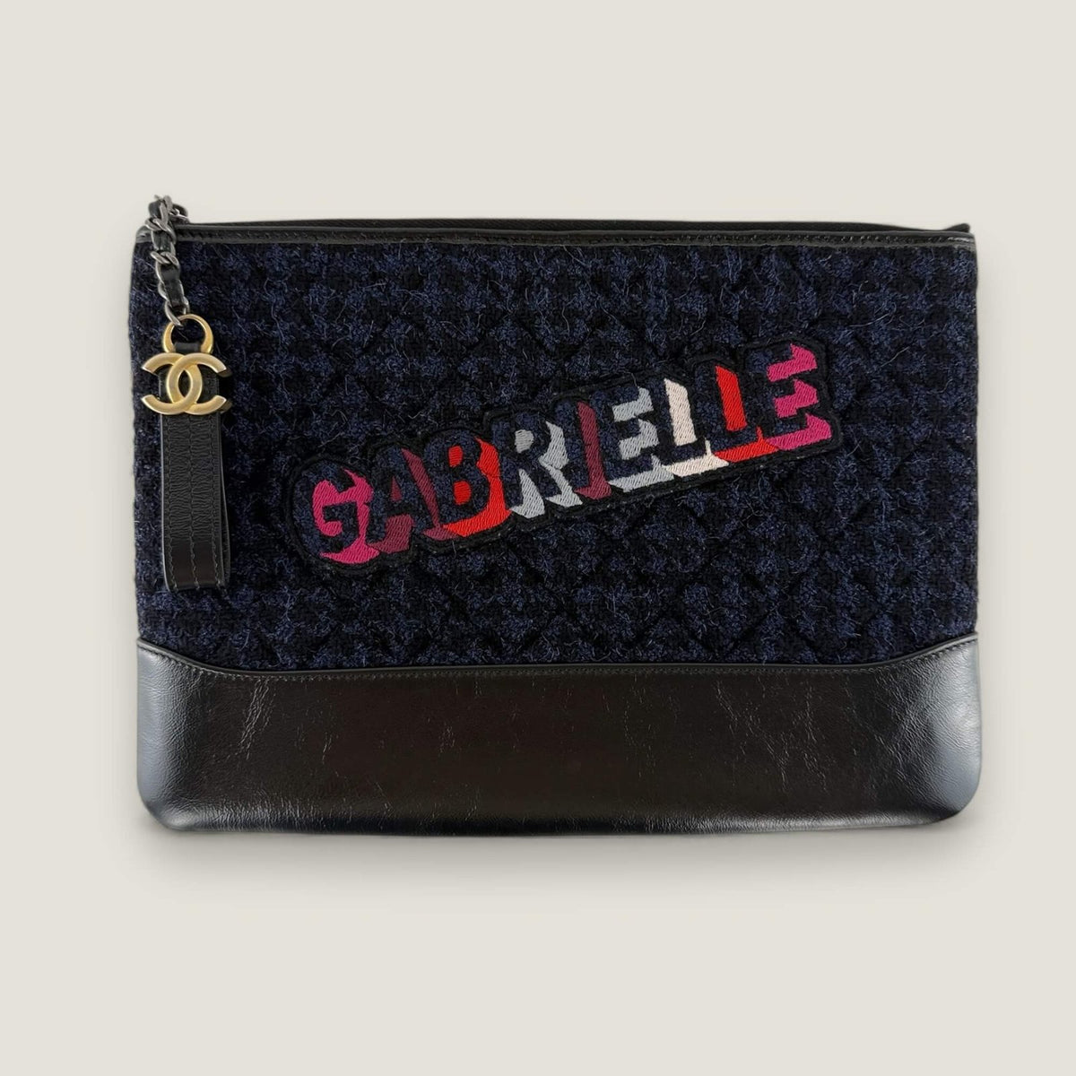 Chanel Gabrielle tweed and calfskin clutch