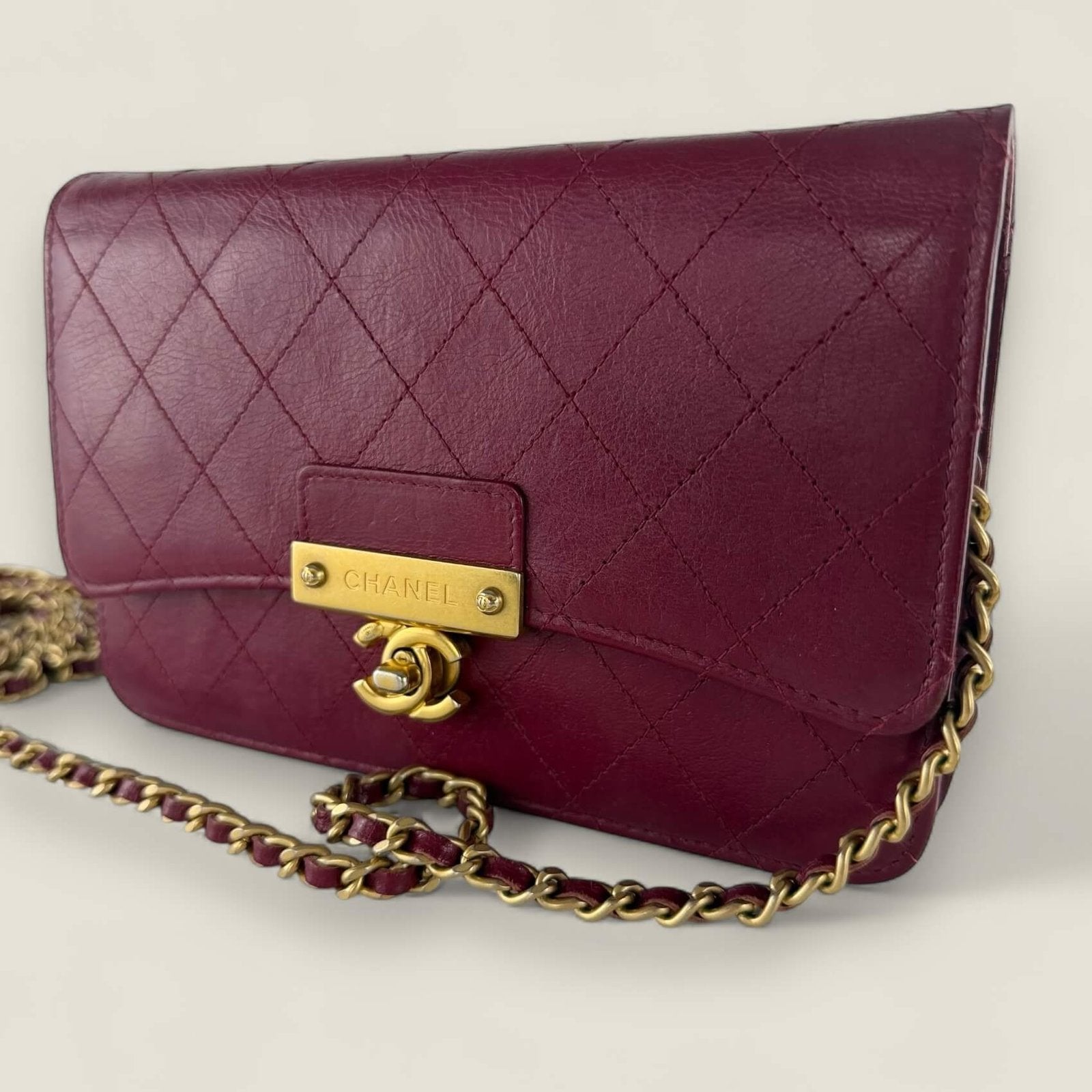 Chanel WOC red goatskin texture close-up