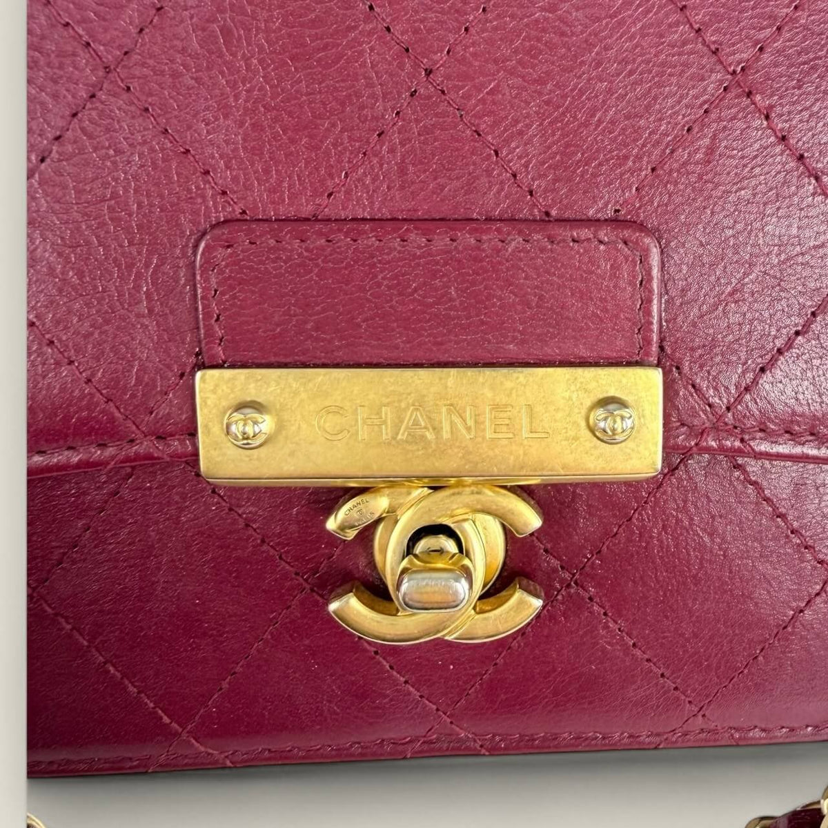 Chanel WOC red leather front with CC lock