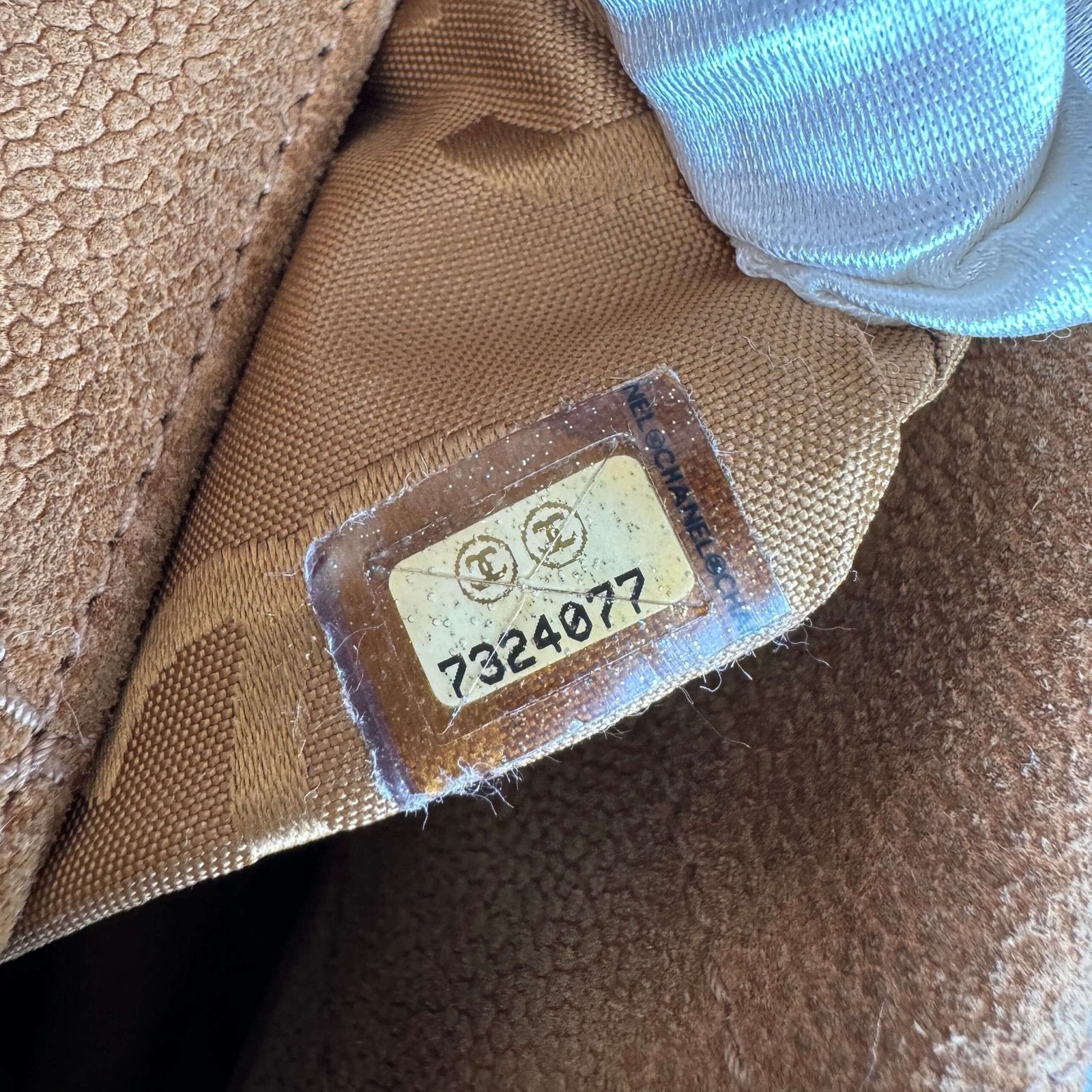 Chanel brown suede leather handbag with mat gold hardware