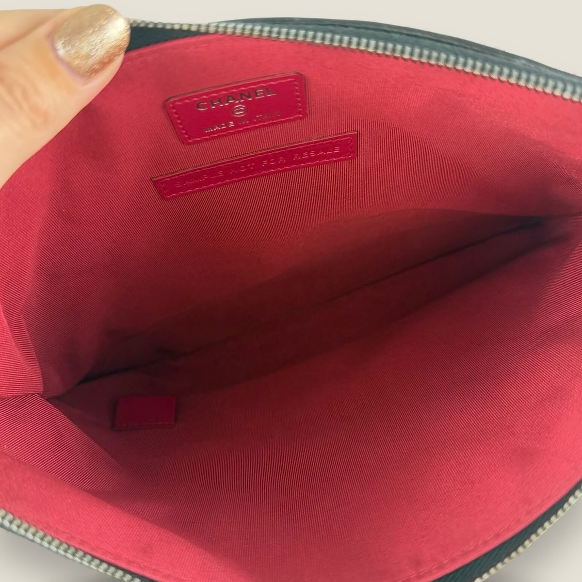 Chanel clutch red interior