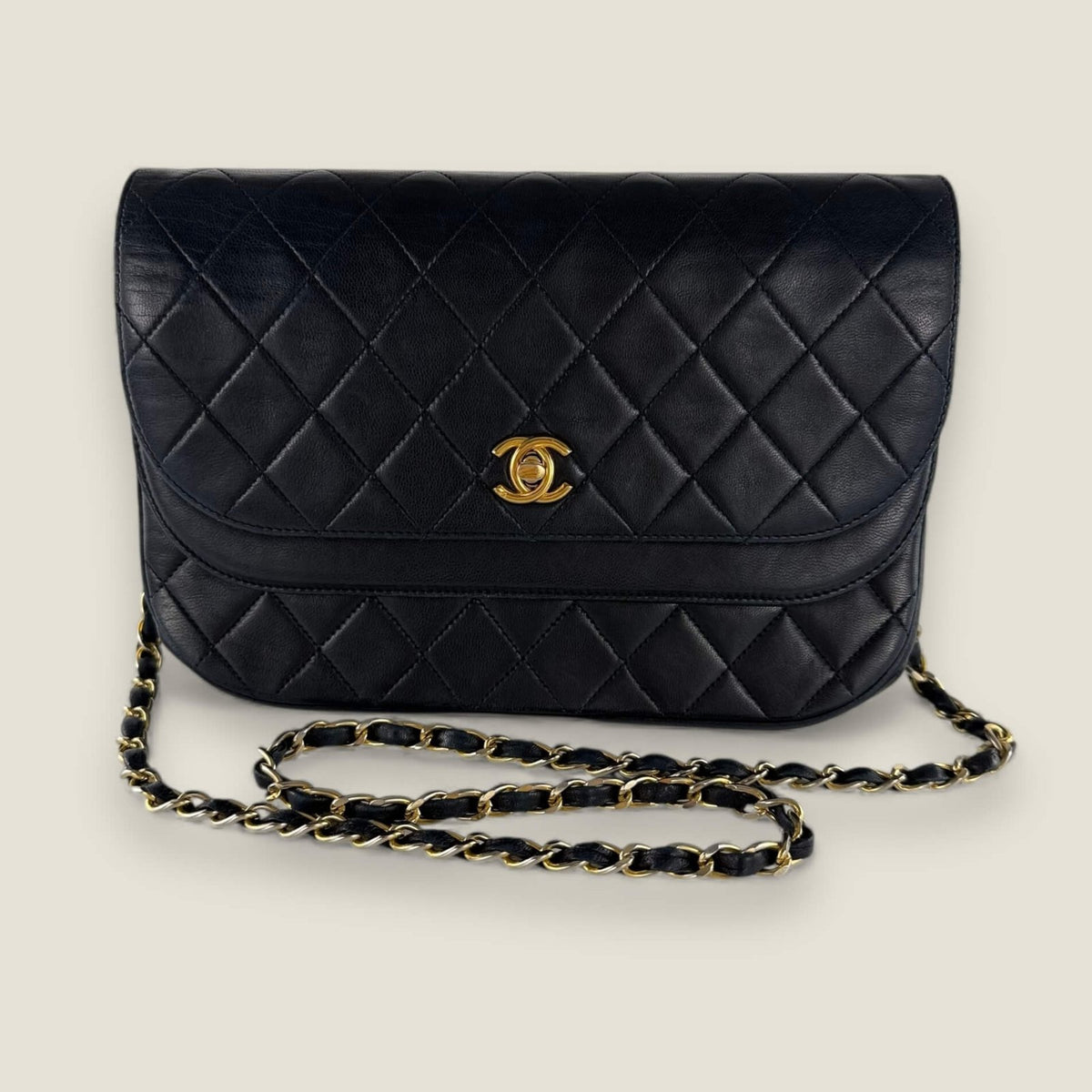 Chanel double flap half moon black