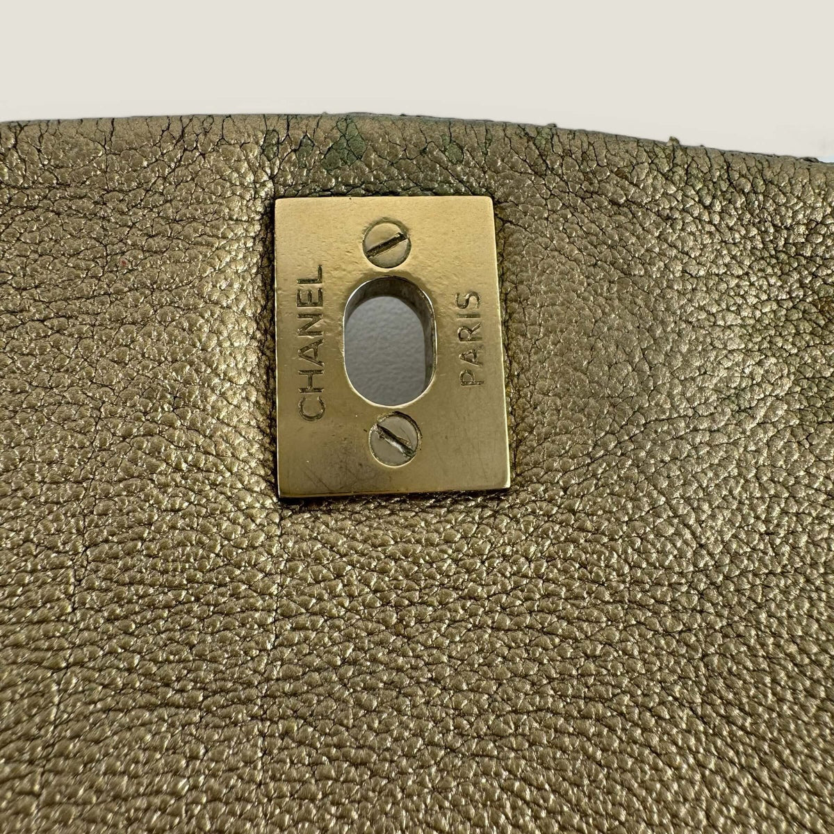 Chanel hardware shoulder bag gold bronze caviar leather