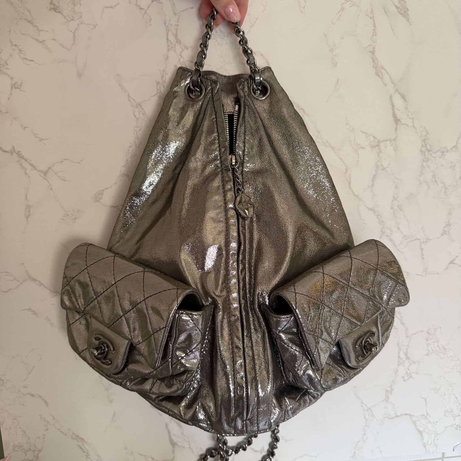 Chanel mini backpack silver 2012 fall