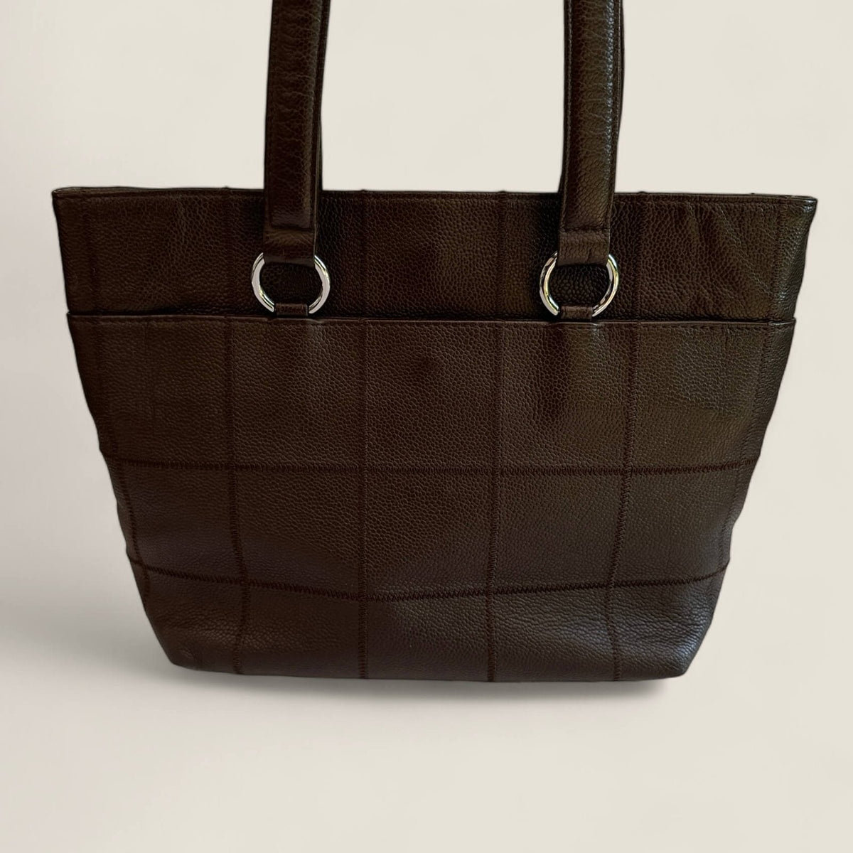 Chanel preloved choco bar gevoerde shopper tas 2004- 2005