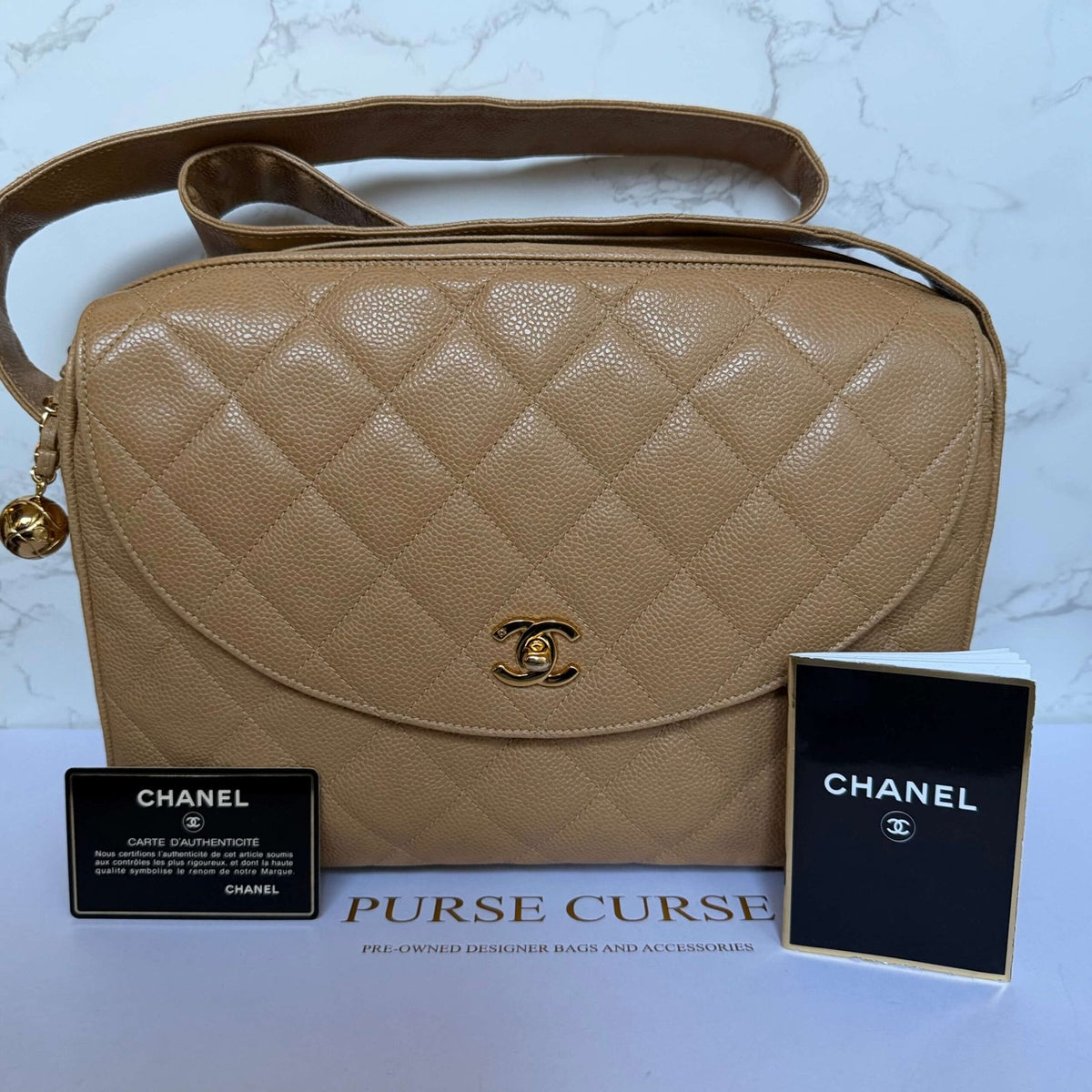 Chanel quilted caviar camera bag vintage