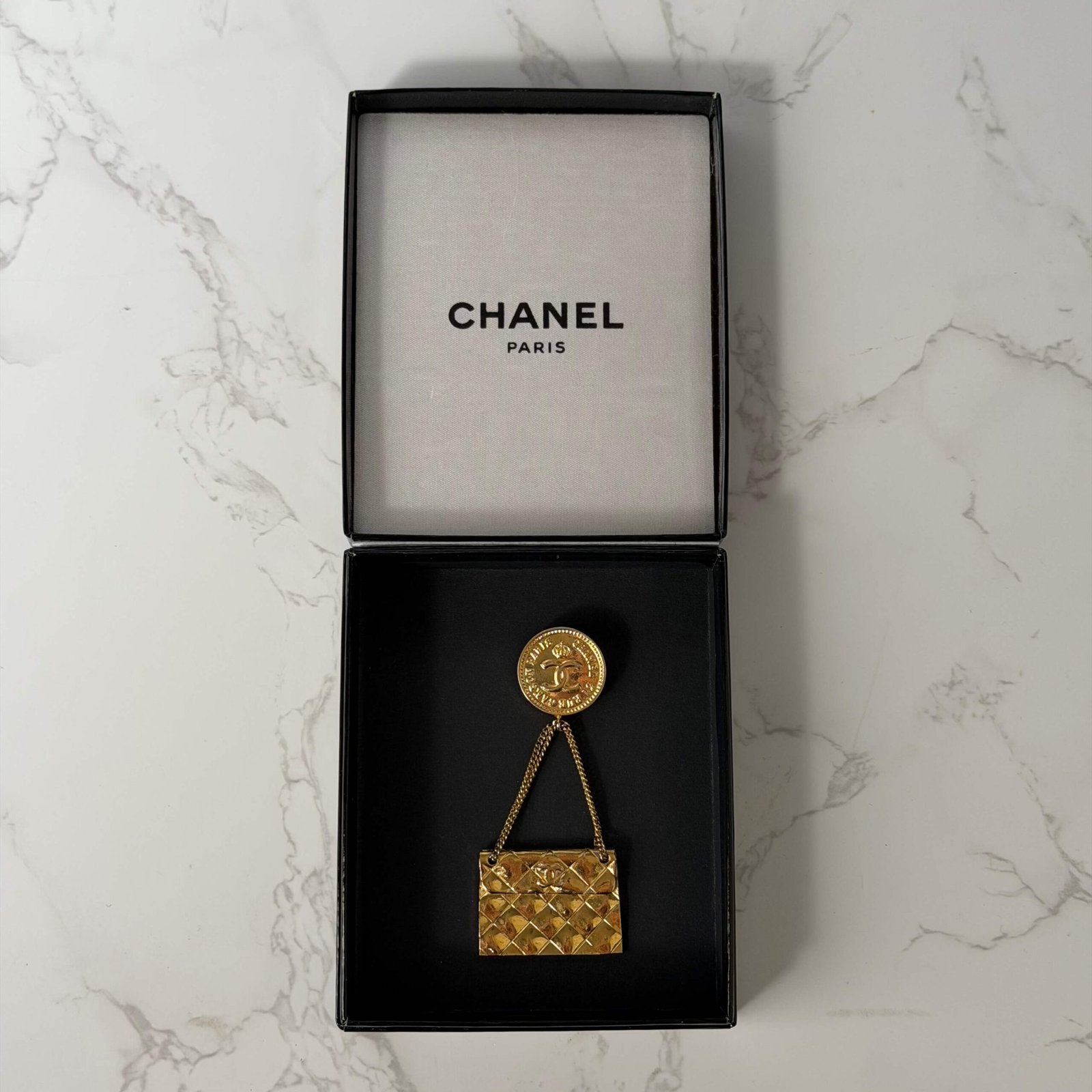 Chanel vintage purse brooch 24k gold plated