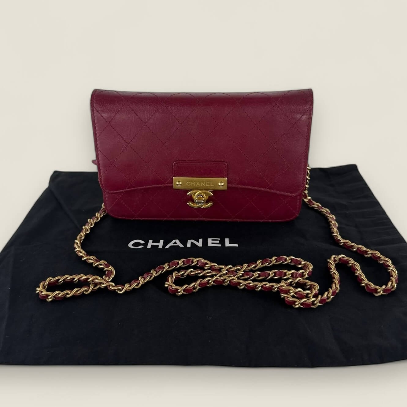 Chanel wallet on chain goatskin (WOC) with dustbag and authenticity card