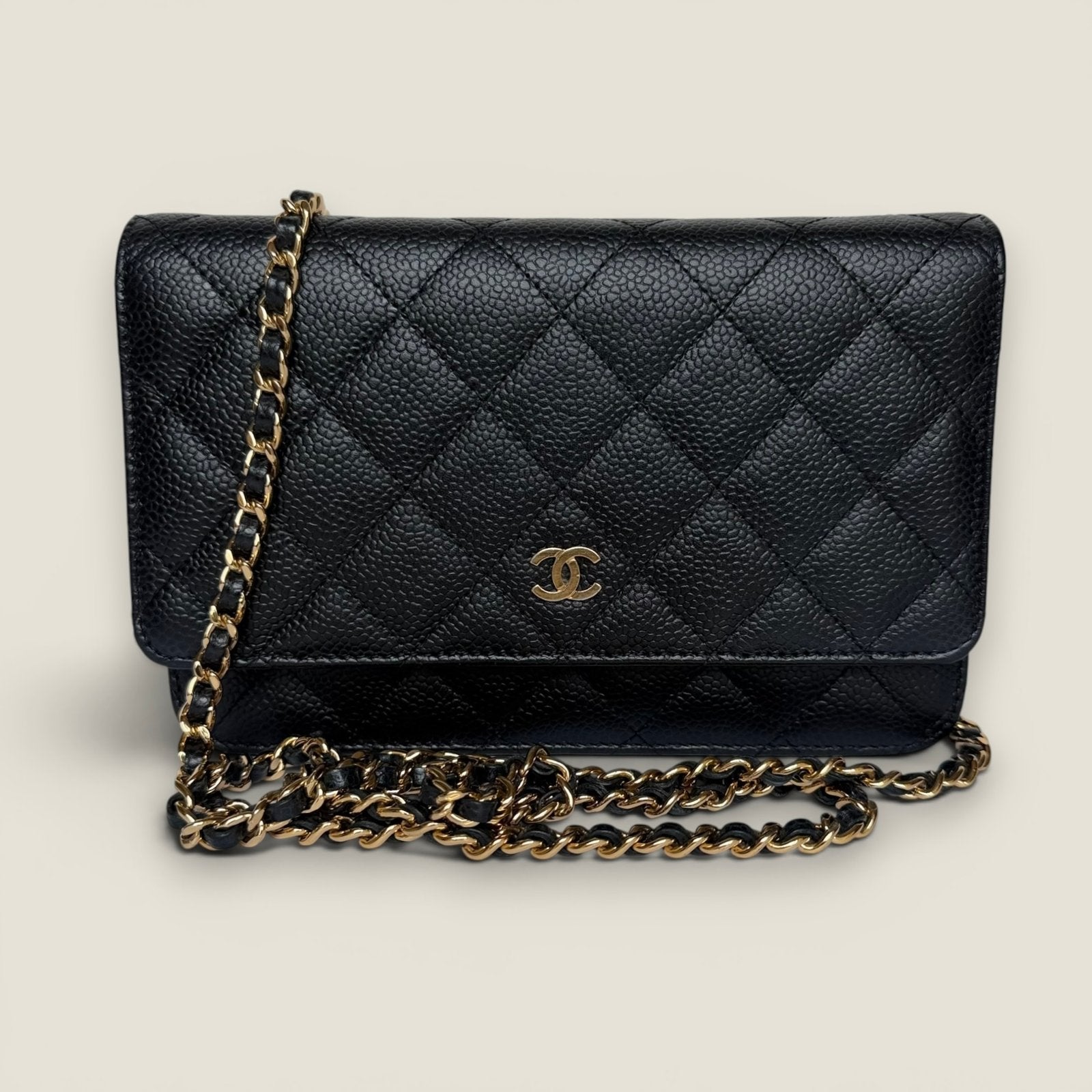 Chanel wallet on chain black caviar gold hardware