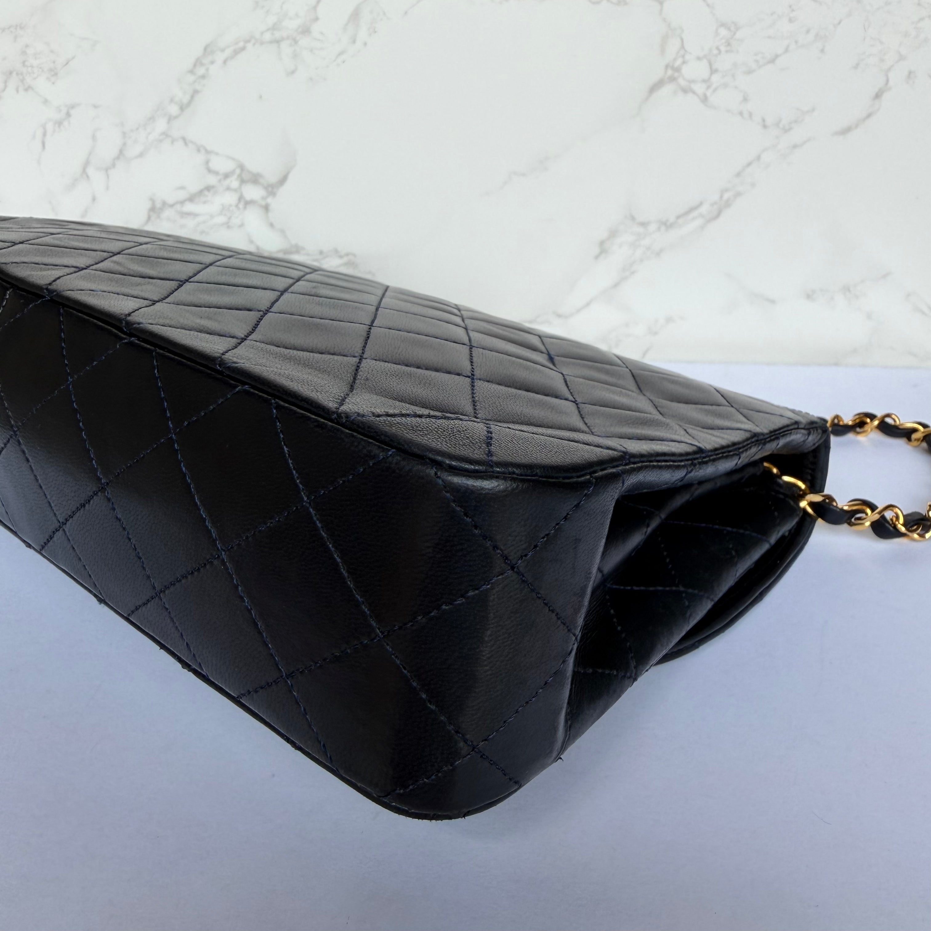 Chanel Vintage Matelassé Navy Lambskin