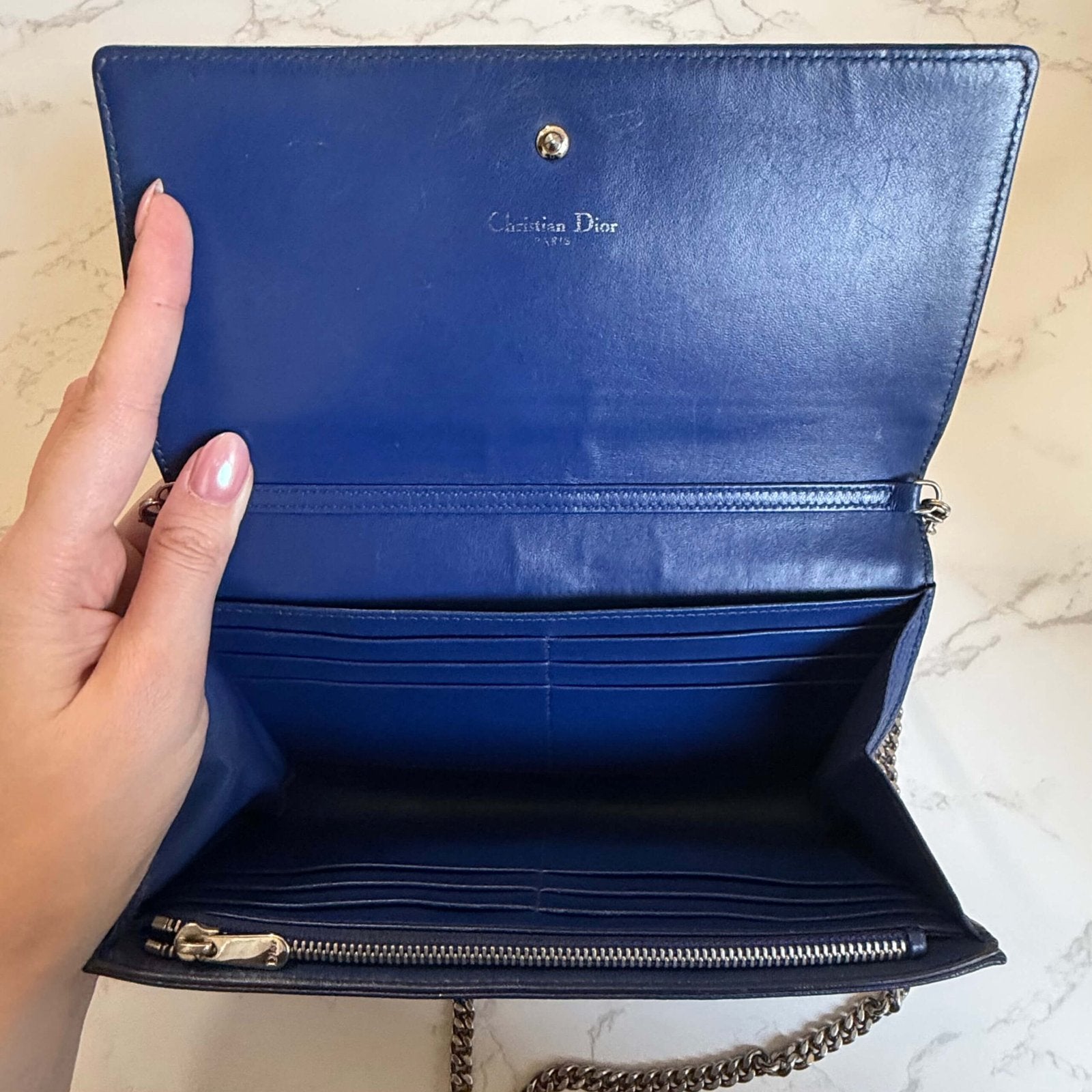 Dior Diorama Croisiere WOC blue leather interior overview