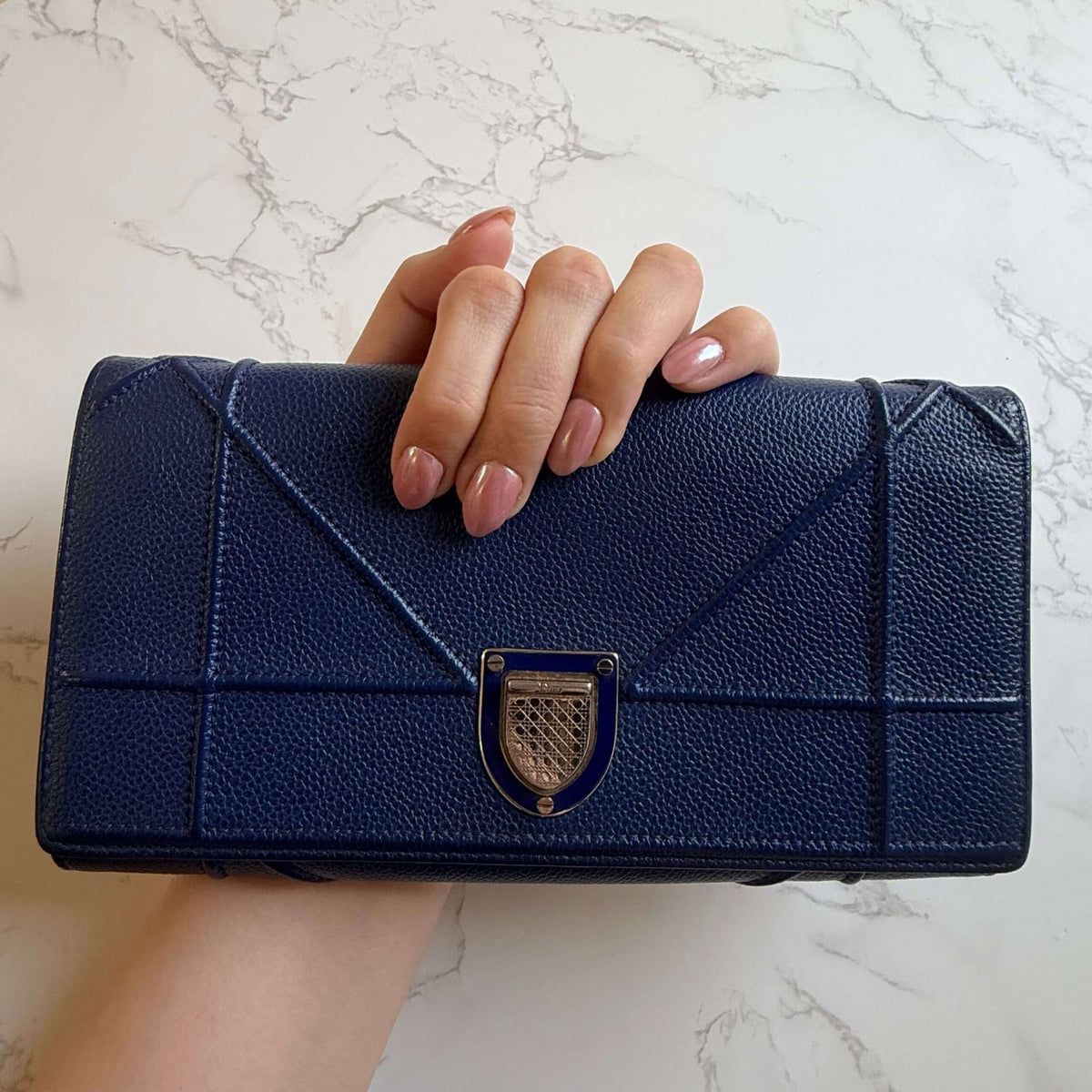 Dior Diorama Croisiere WOC blue leather front detail