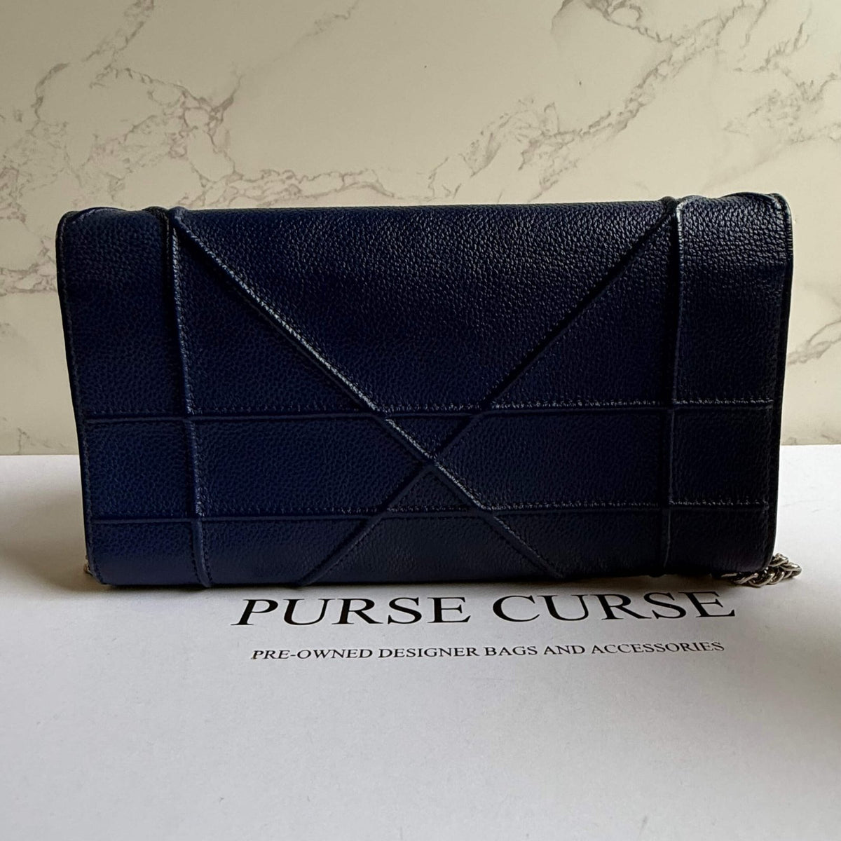 Dior Diorama wallet on chain blue back detail