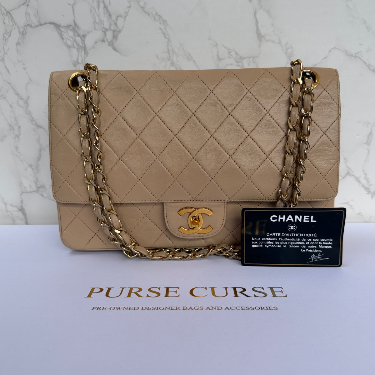Echte Chanel flap bag medium lamsleer