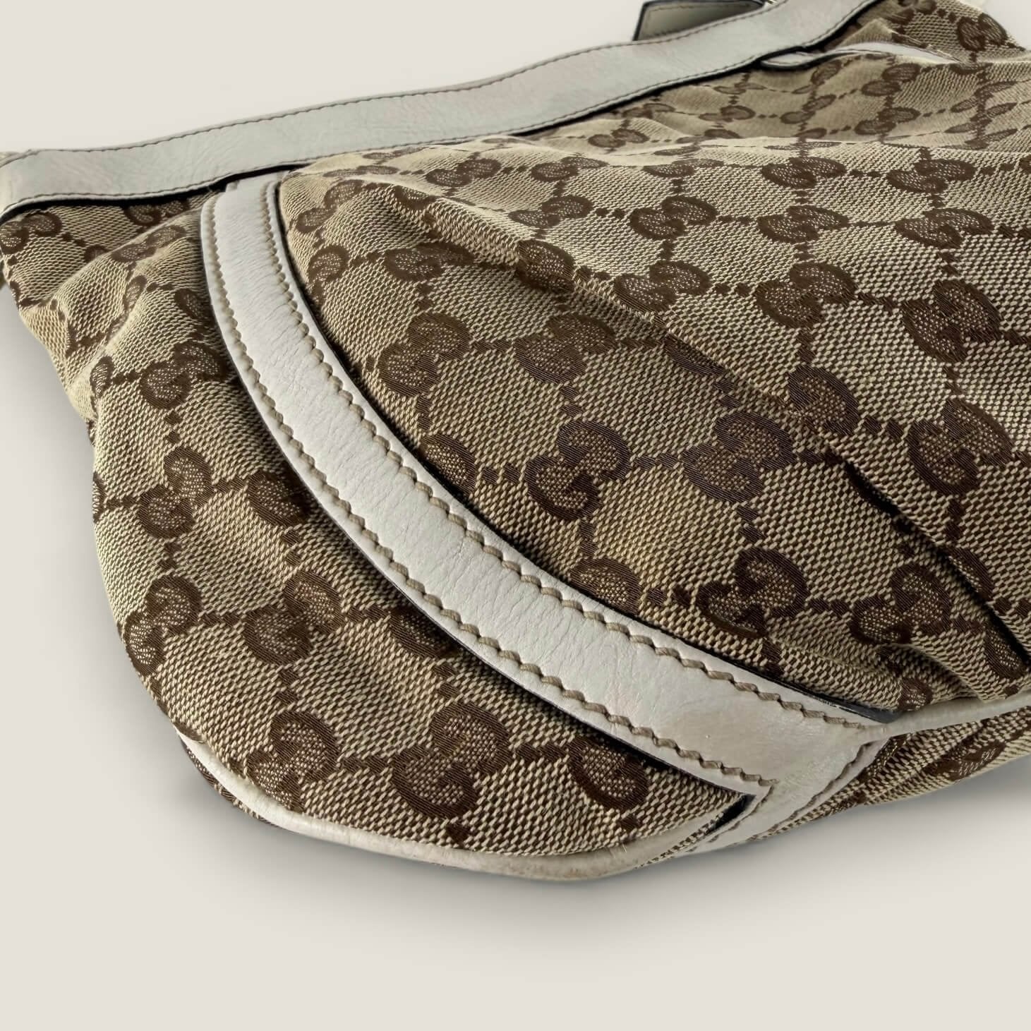Gucci Abbey D Ring canvas and white leather