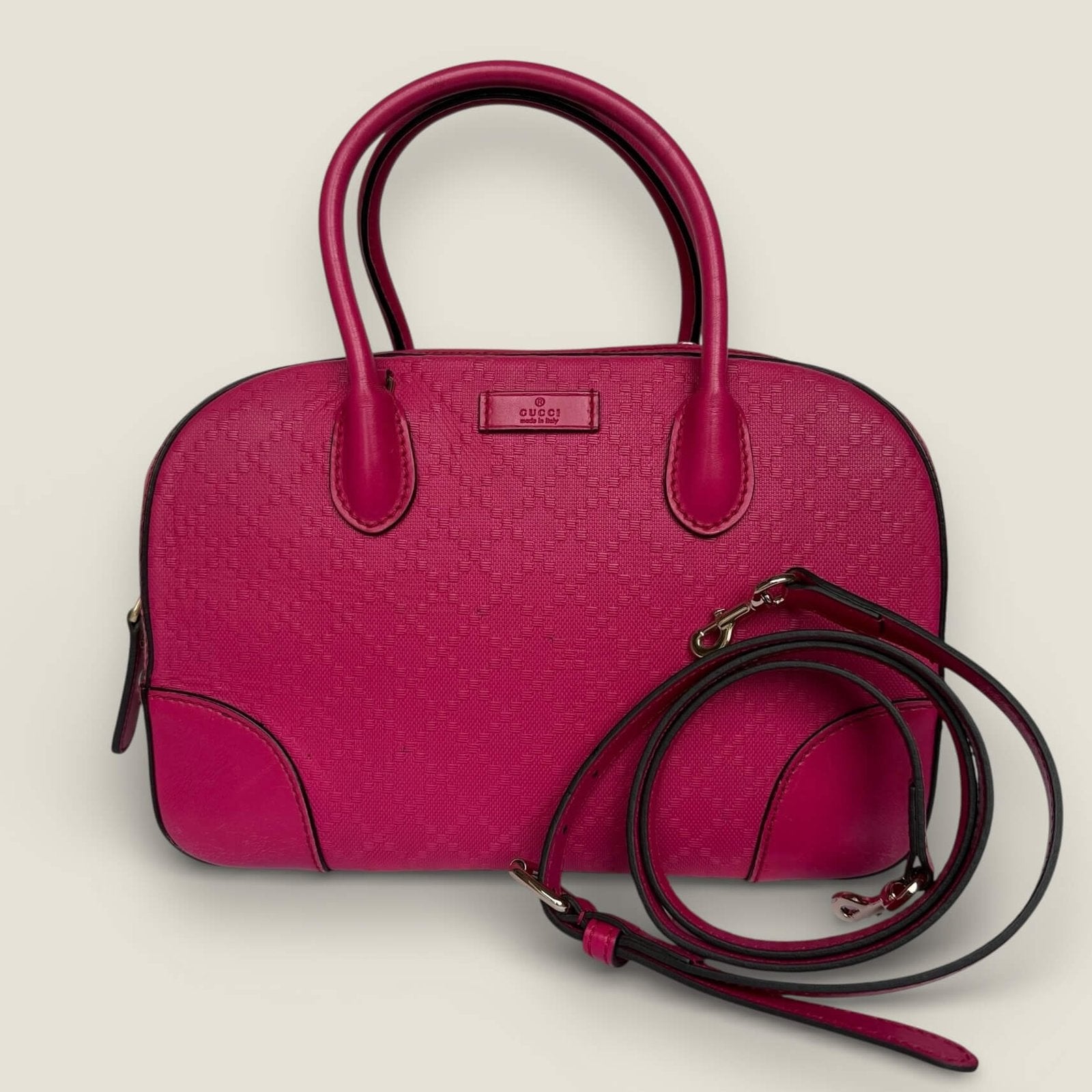 Gucci Diamanté leather satchel pink