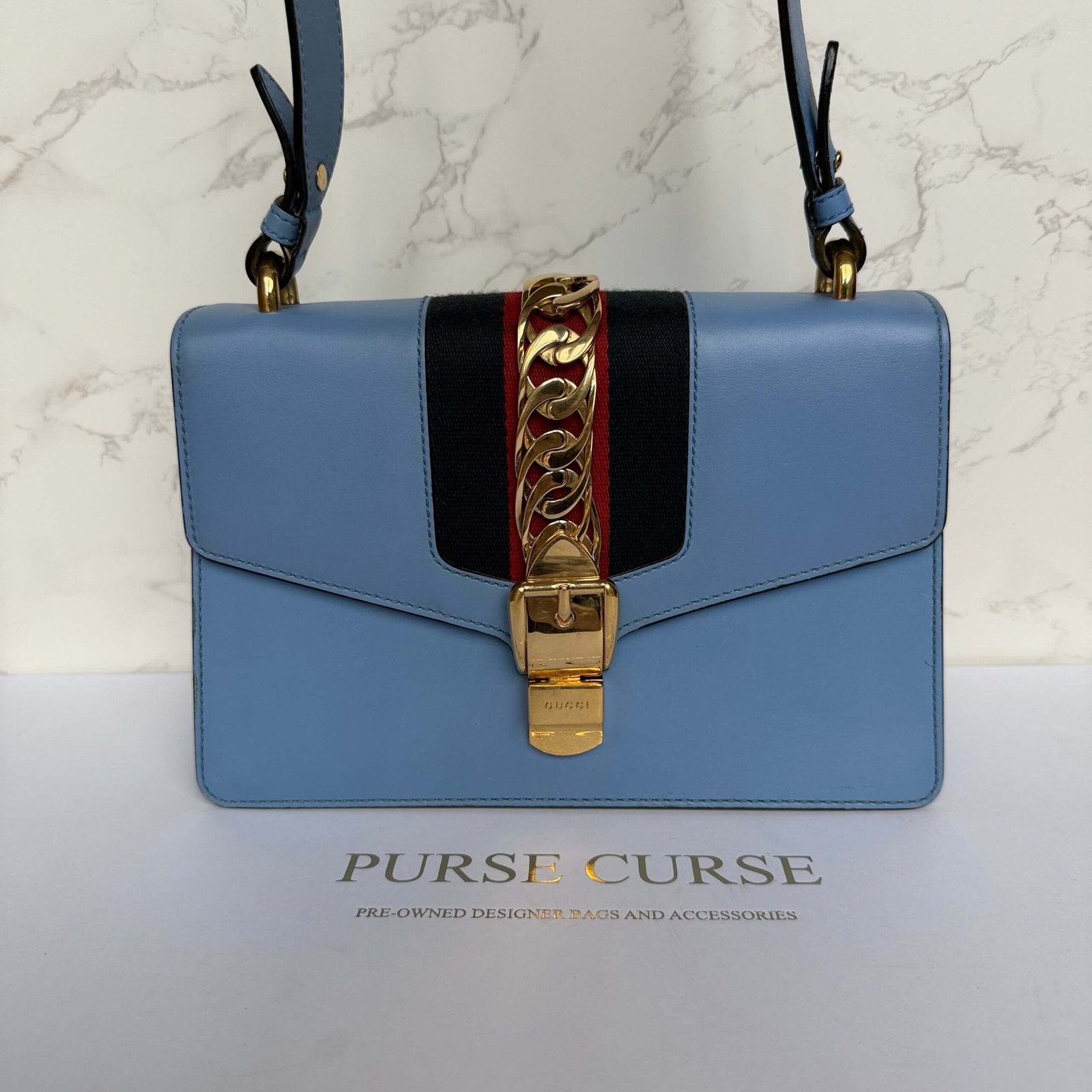 Gucci Sylvie light blue shoulder bag