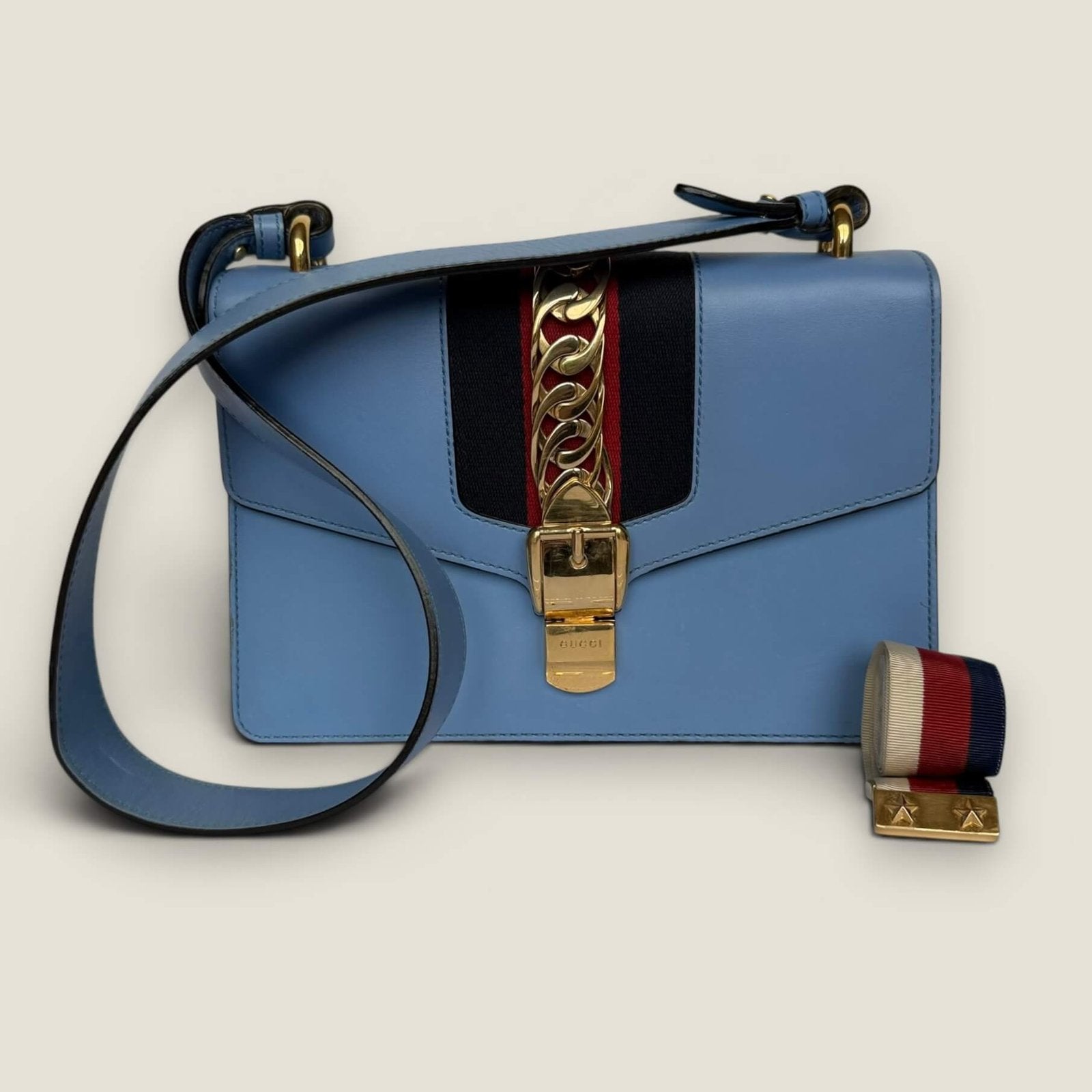 Gucci small Sylvie blue leather