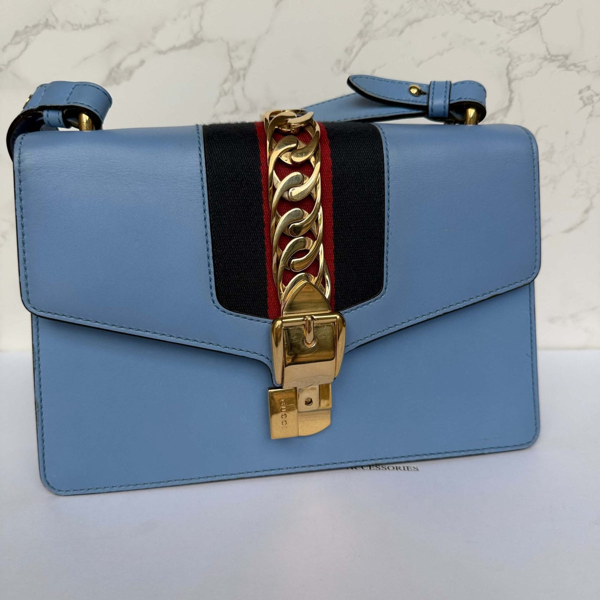 Gucci Small Sylvie light blue leather