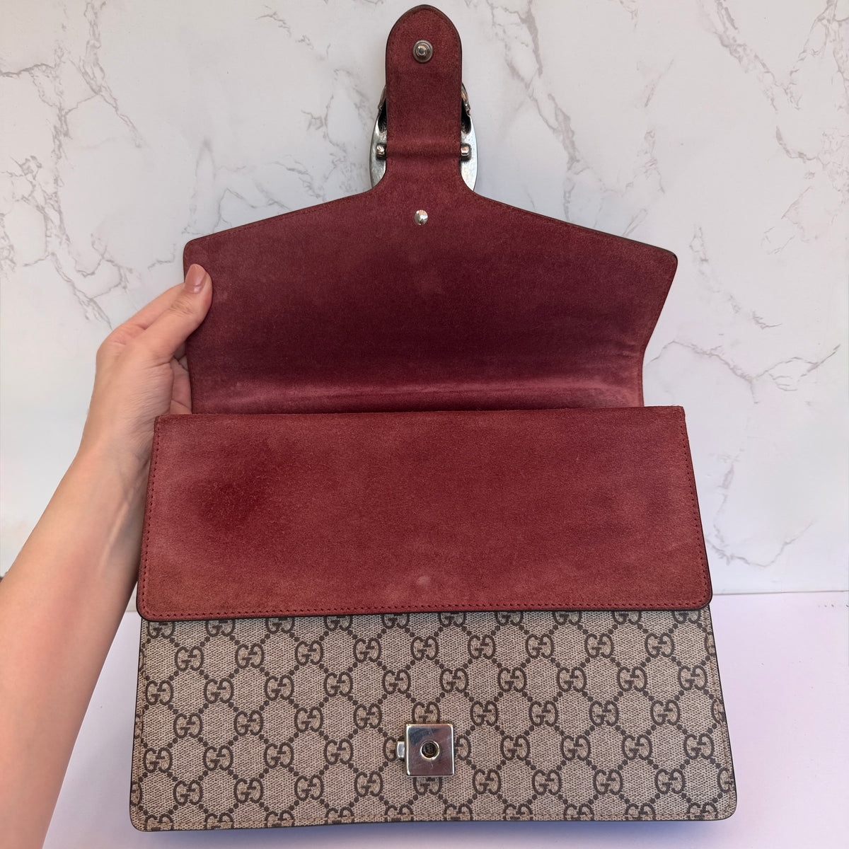 Gucci Dionysus GG Blooms schoudertas interieur