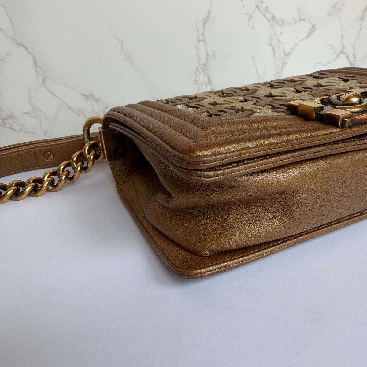 Corners Chanel Boy bag small CC logo cut out