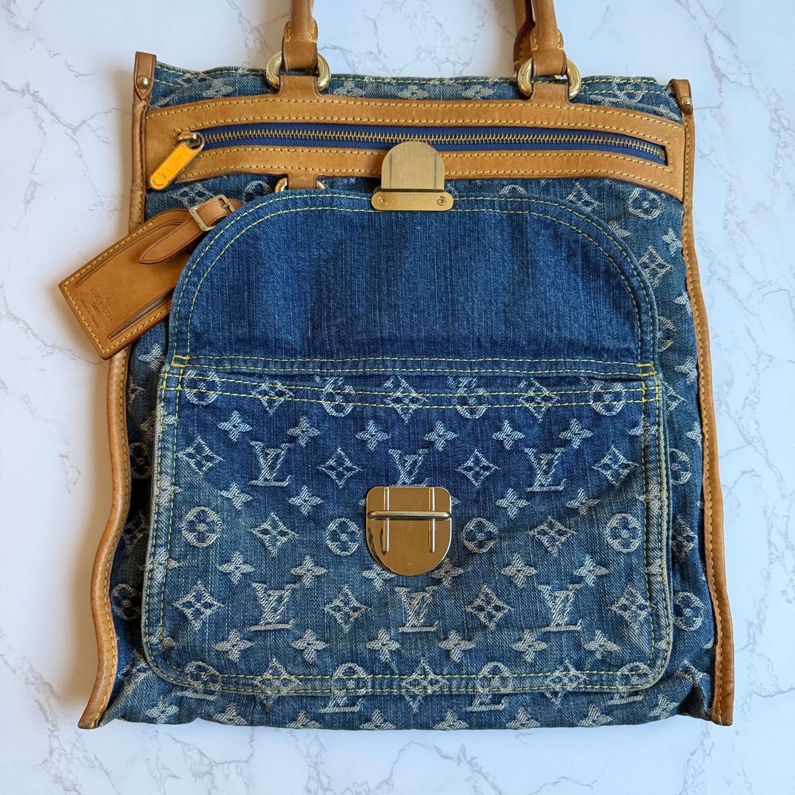 Louis Vuitton denim bag sac plat
