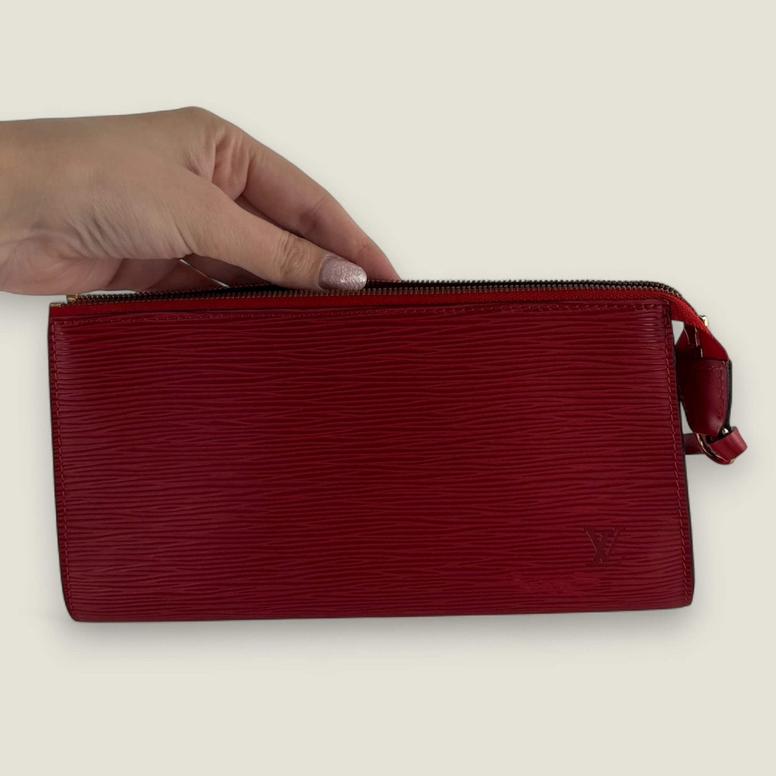 Louis Vuitton epi leather red pochette accessories