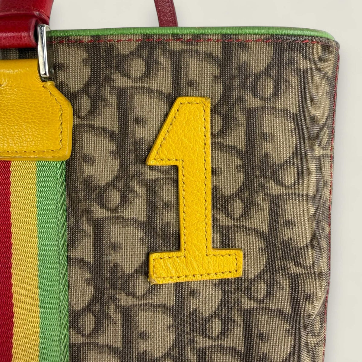 Luxury Dior Rasta tote bag from 2004, vintage collection, detail photo
