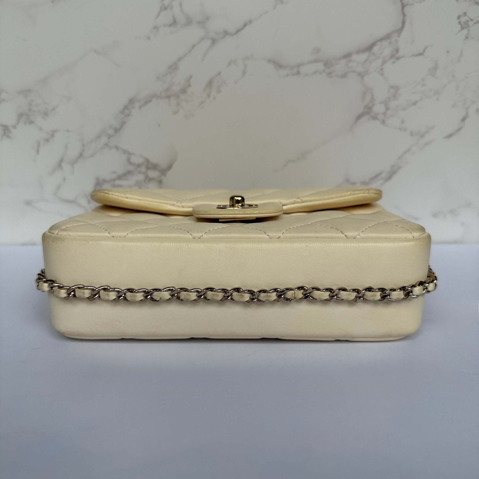 Bottom of the Chanel my precious pearl chain flap