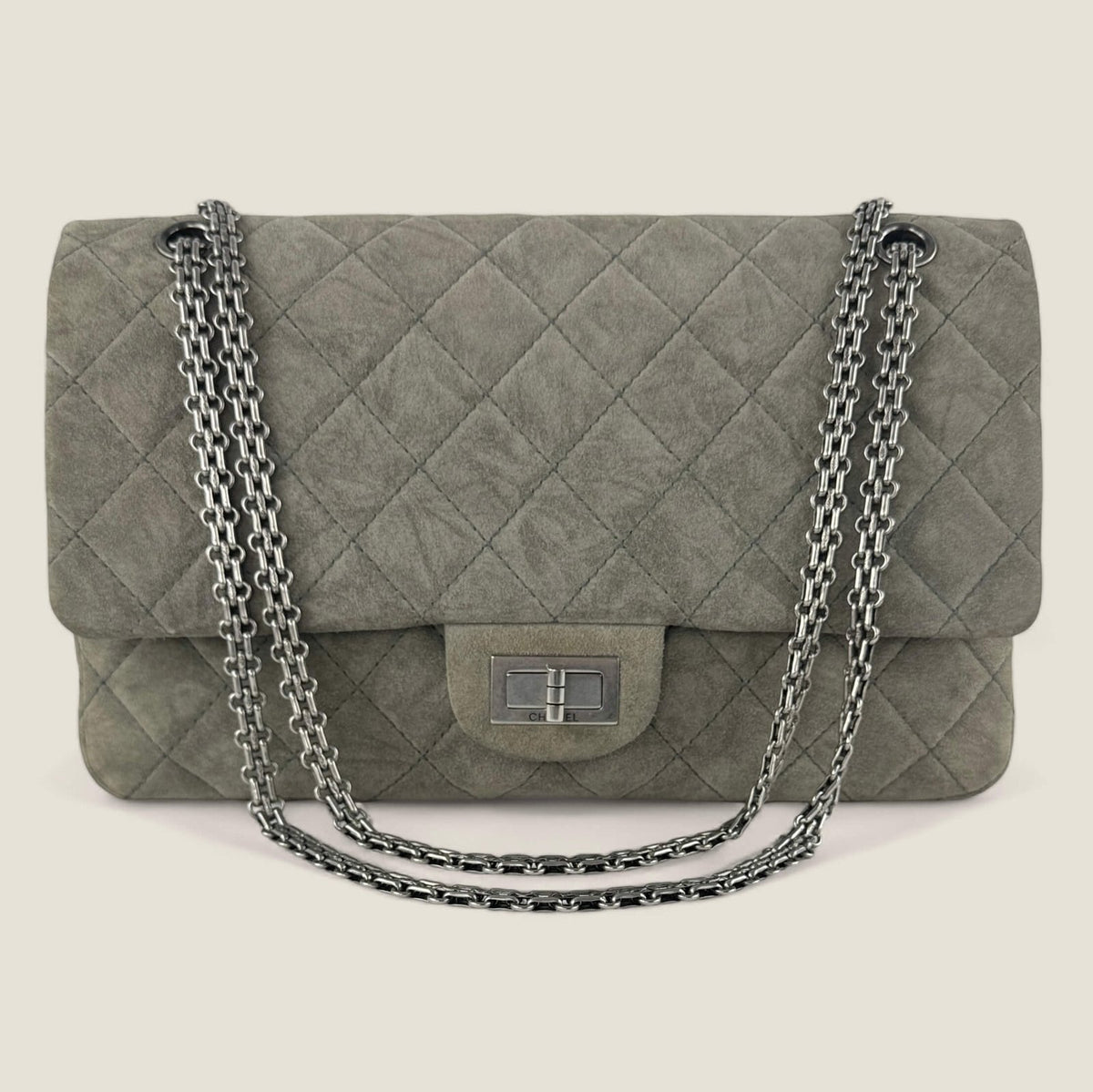 Pre-owned Chanel 2.55 Reissue 227 tas grijs suede