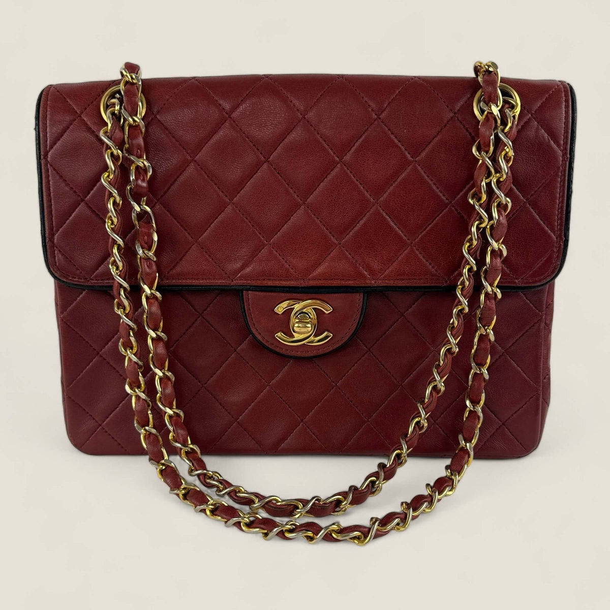 Pre-owned Chanel medium tall single flap red lambskin