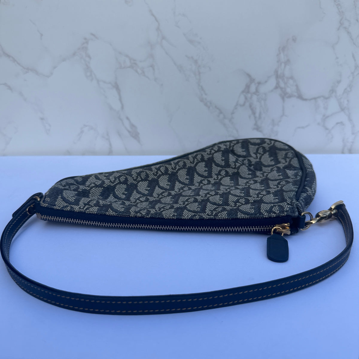 Pre-owned Christian Dior saddle pochette navy