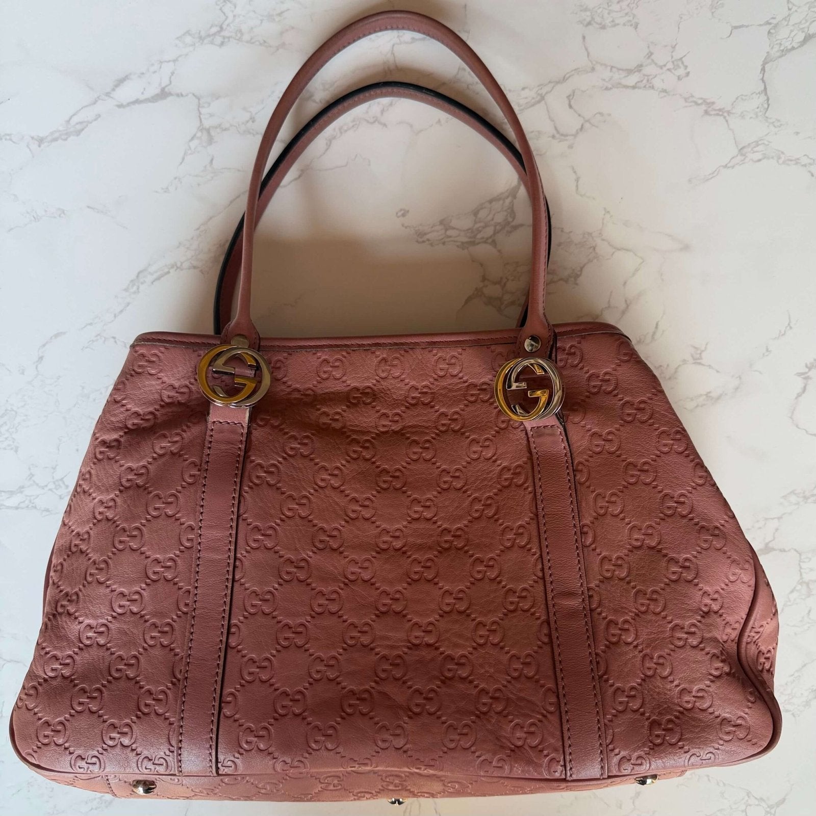 Pre-loved Gucci Guccissima Twins tote bag pink leather