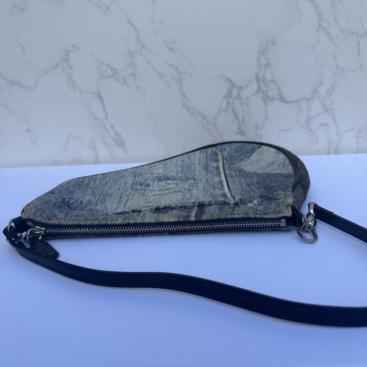 Rits detail originele Christian Dior mini saddle pochette
