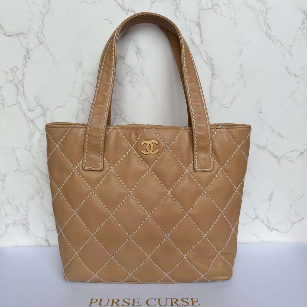 Pre-owned Chanel bag buy wild stitch beige