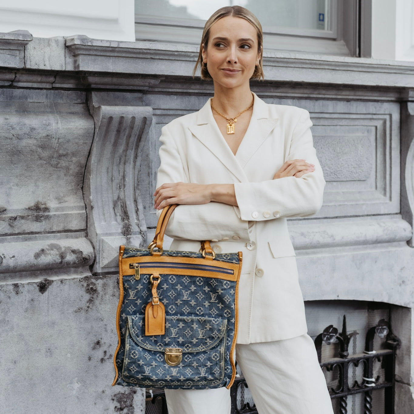 Pre-owned Louis Vuitton denim handbag