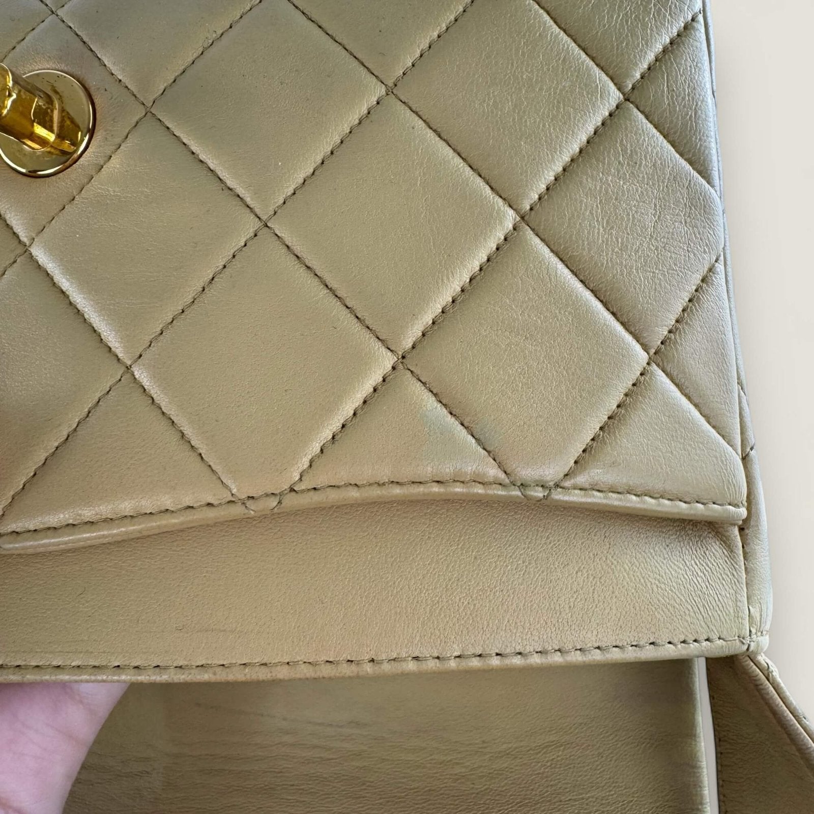 Discoloration lambskin Chanel bag