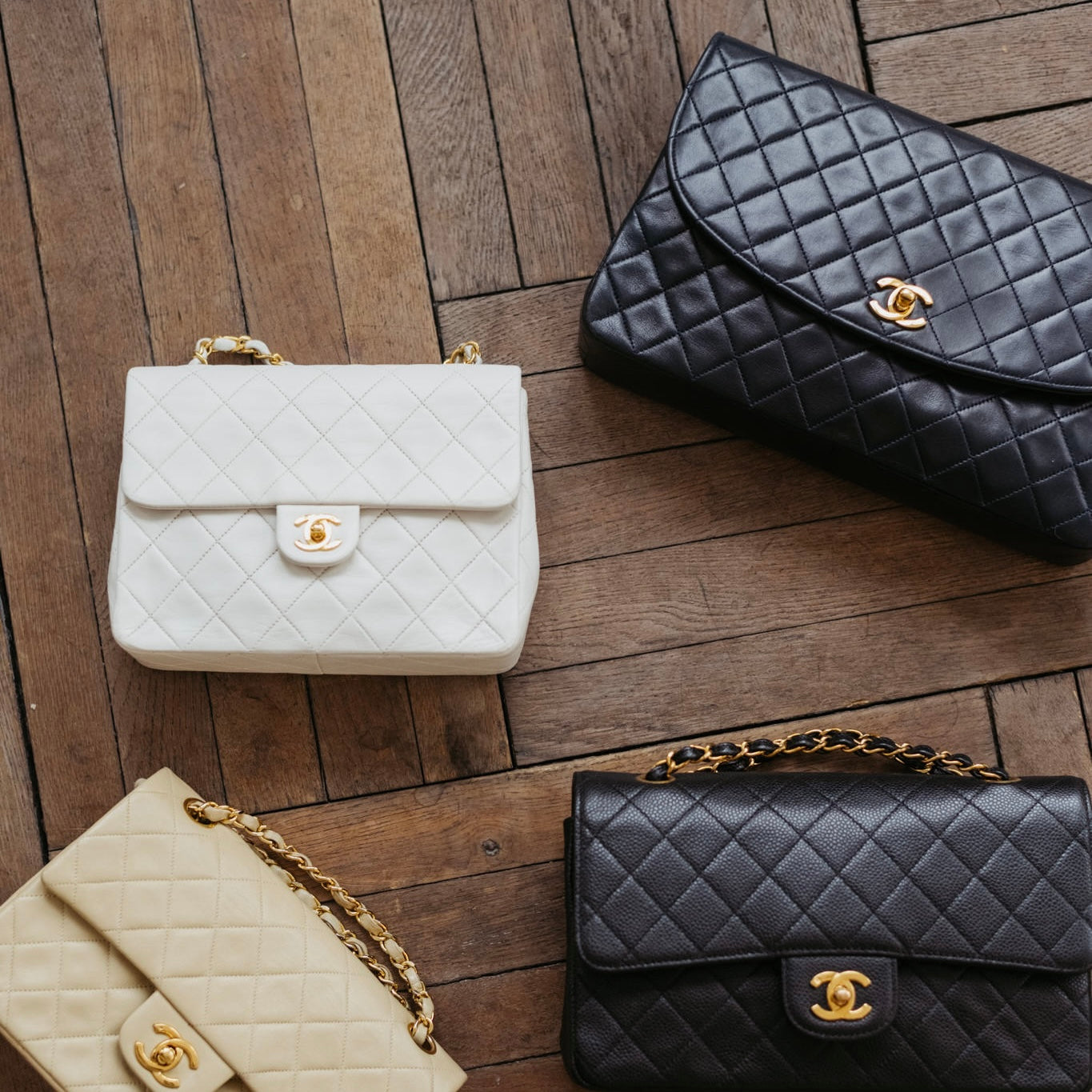 Vintage Chanel bags lambskin and caviar leather