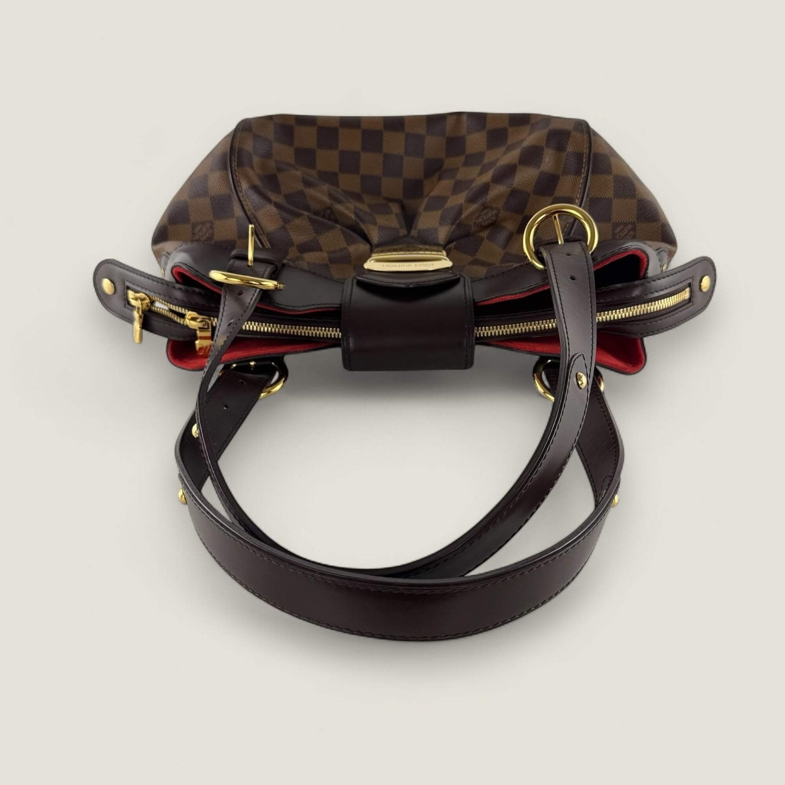 Front Louis Vuitton Sistina PM damier ebene canvas