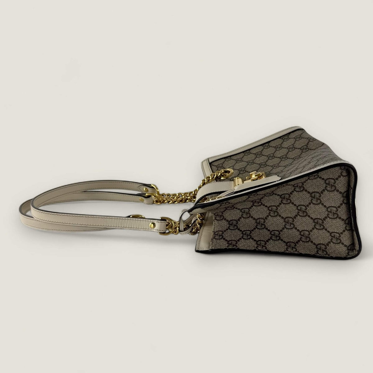 Side small padlock tote Gucci white