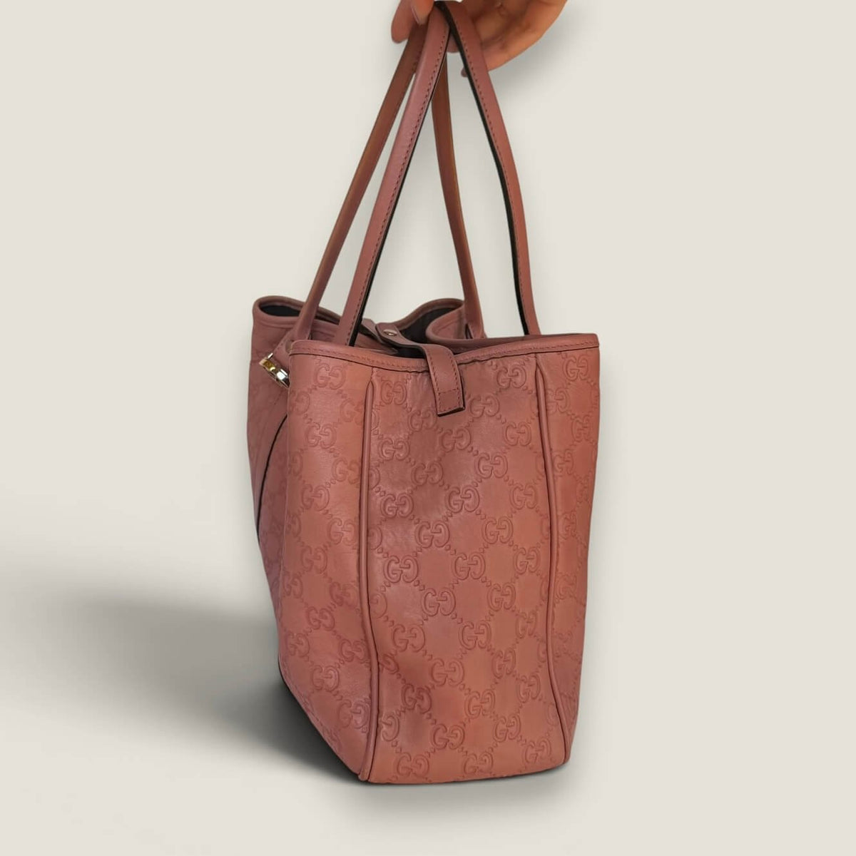 Side original leather Gucci tote