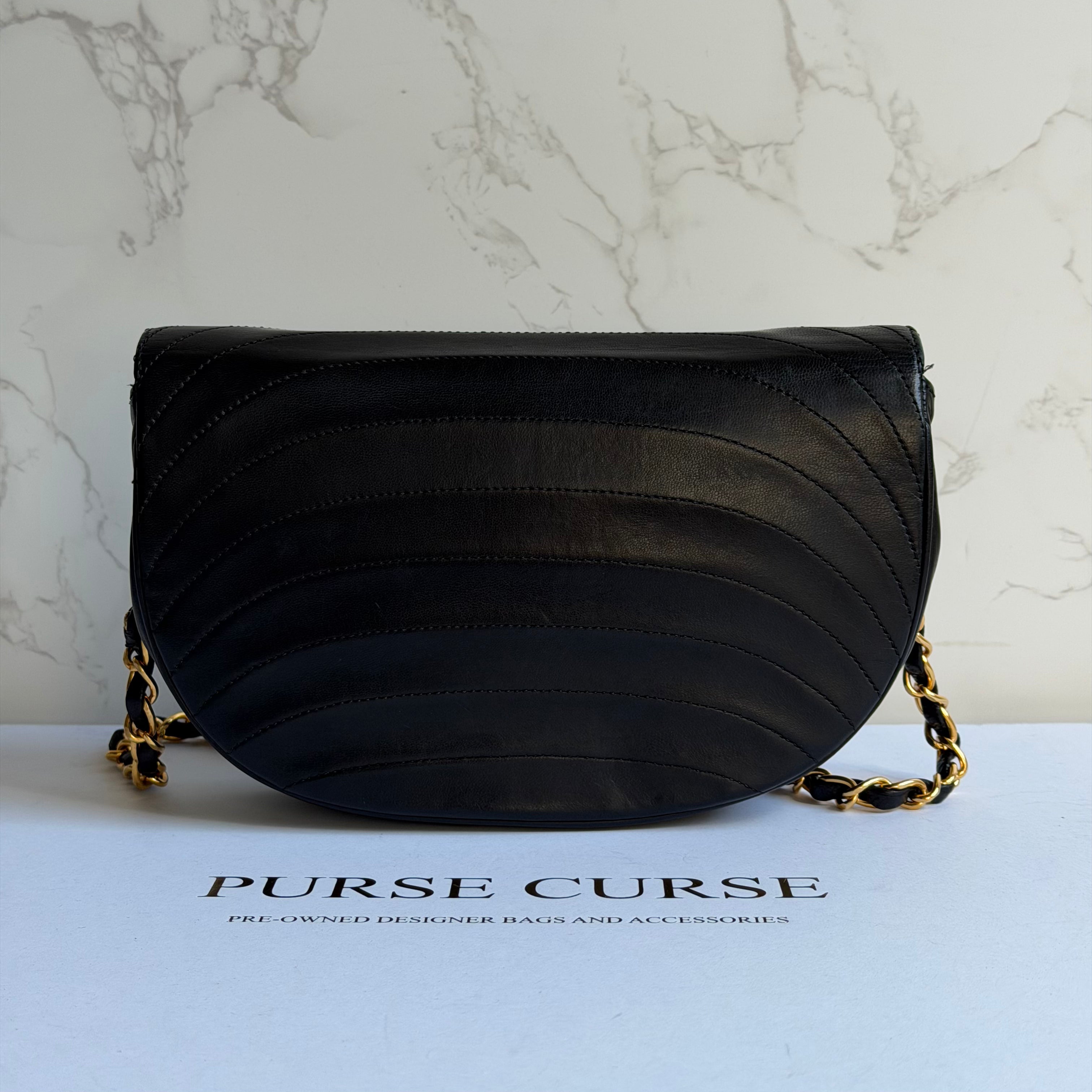 Chanel vintage half moon flap black