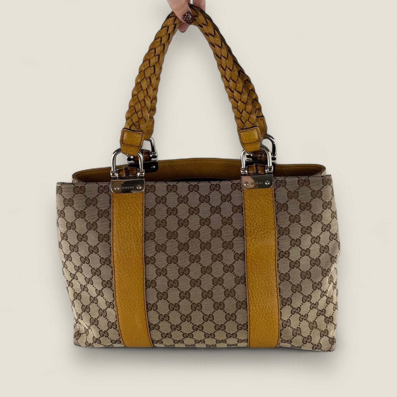 authentic Gucci canvas Bamboo Libeccio bag
