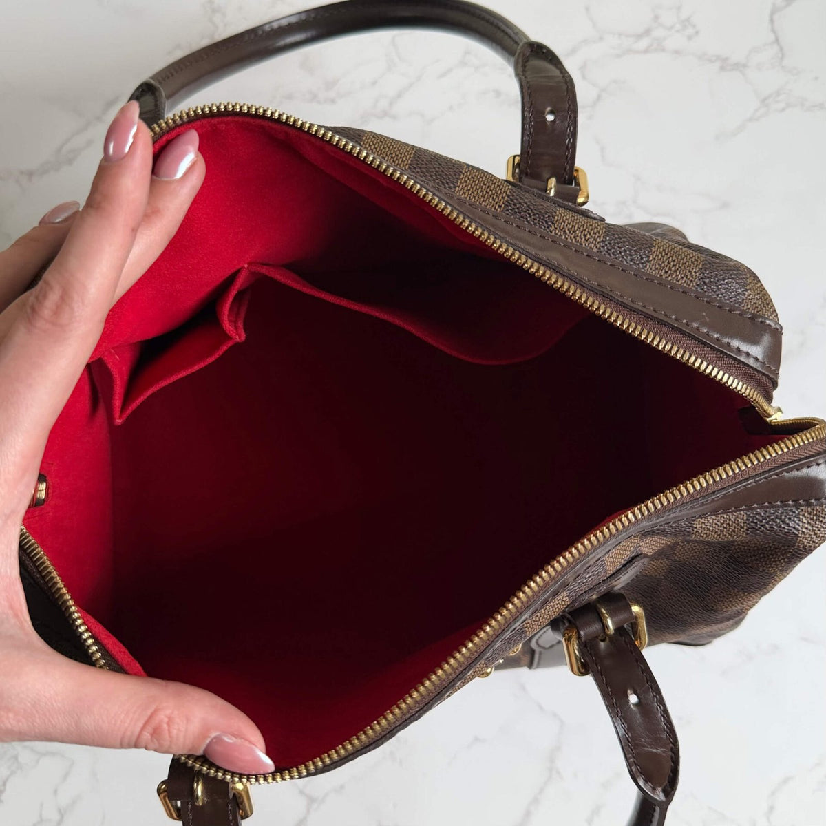 authentic Louis Vuitton Berkeley damier ebene interior red interior