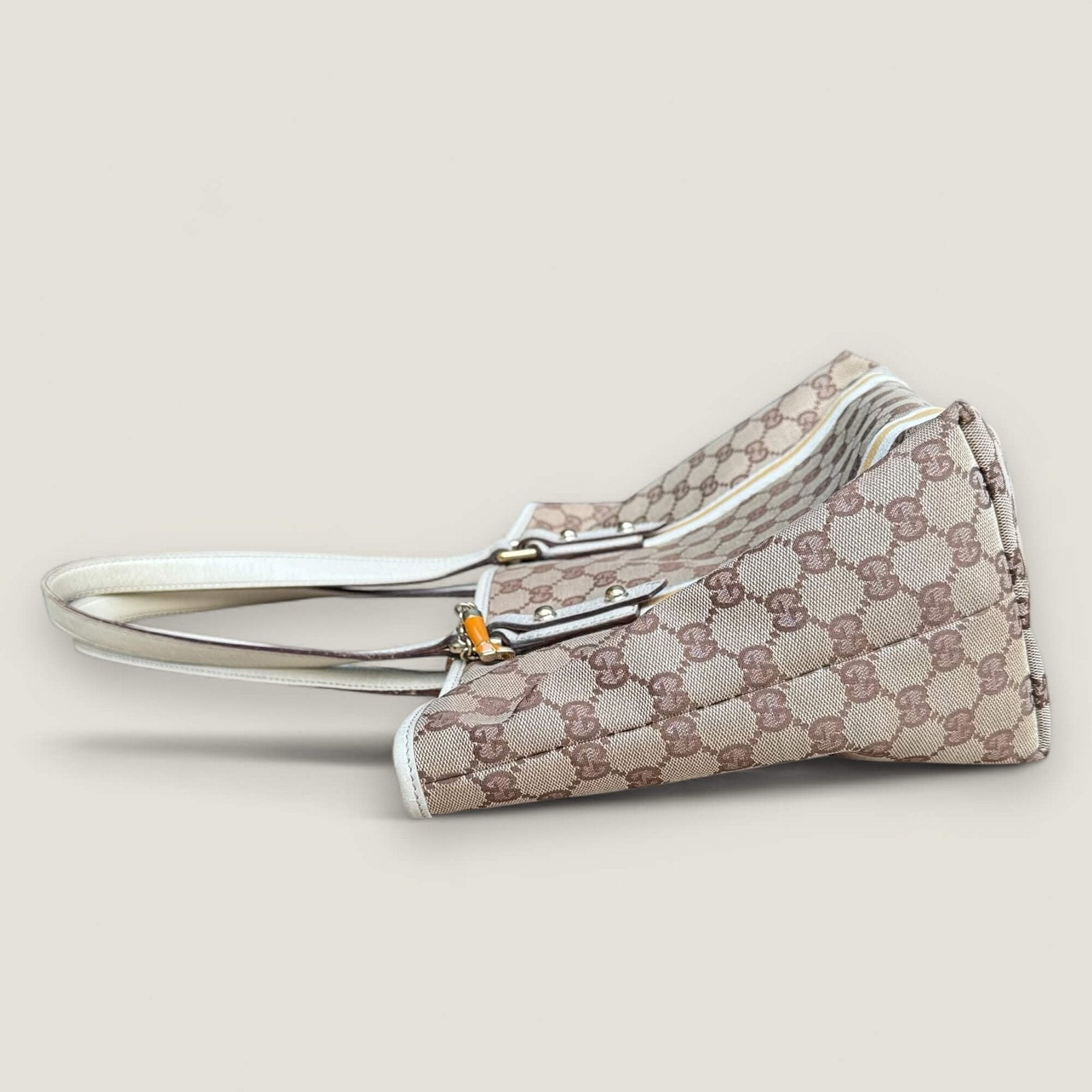 Side view of vintage Gucci tote